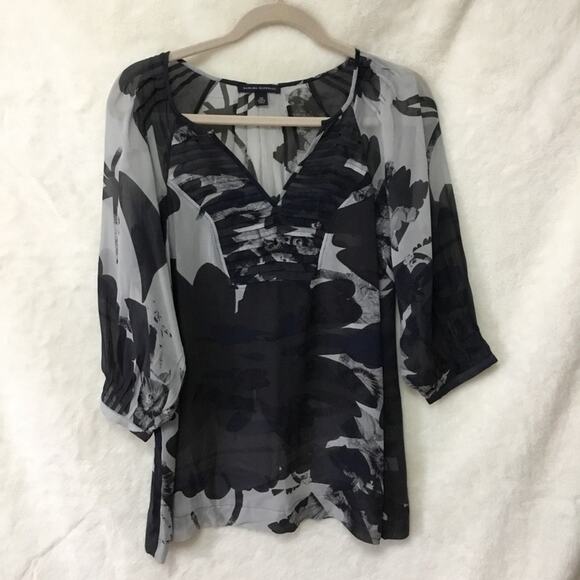 Banana Republic Tops - Banana Republic Black Flower Sheer Long Sleeve